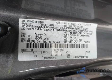 2013 Ford Focus Se z USA, uszkodzony, nr VIN 1FADP3F2XDL107736